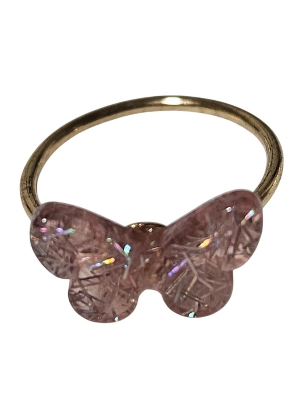 Elegant Pink Butterfly Crystal Ring Gold Tone Boho Nature Fashion Jewelry Women